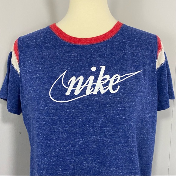 Nike Retro Marled Blue Red Cream Shortsleeved Tee - Picture 5 of 9